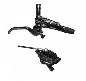 FRANA PE DISC SET ASAMBLAT SHIMANO DEORE XT BL-M8000(R) BR-M8020(R) FARA ADAPTOR PLACUTE METAL CU ARIPIOARE DE RACIRE FURTUN SM-BH90-SBLS 1700MM NEGRU INCL. OLIVA SI INSERTIE CONECTARE AMBALAT IND.