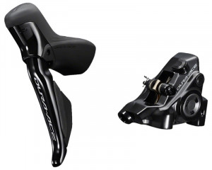 FRANA PE DISC SET ASAMBLAT SHIMANO J-KIT ULTEGRA ST-R9270(L) BR-R9270(F) HIDRAULICA PT. ROTOR 160MM PLACUTE RESIN (CU ARIPIOARE DE RACIRE) FURTUN SM-BH90 1000MM NEGRU AMBALAT IND.