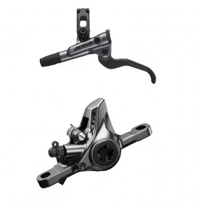 FRANA PE DISC SET ASAMBLAT SHIMANO XTR BL-M9100(L) BR-M9100(F) FARA ADAPTOR PLACUTE METAL FARA ARIPIOARE DE RACIRE FURTUN SM-BH90-SS 1000MM NEGRU INCL. OLIVA SI INSERTIE CONECTARE AMBALAT IND.
