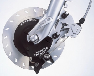 FRANA ROLLER SHIMANO NEXAVE BR-IM75 FATA CU ARIPIOARE DE RACIRE 150MM PUTERE DE FRANARE HYPER PT. HB-IM70 PIULITA DE FIXARE 4MM (M10) CU ADAPTOR PT. FRANA PE DISC VRAC