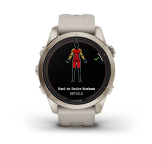 GARMIN Fenix 7S PRO 42mm - Sapphire Solar, Soft Gold, curea Light Sand - Img 9