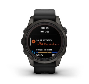 GARMIN Fenix 7S PRO 42mm - Sapphire Solar, Titan DLC Carbon Grey, curea neagră - Img 3