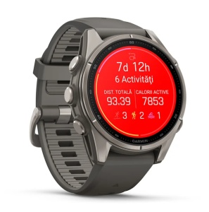 Garmin Fenix 9 - 43mm Titan cu curea din silicon Pebble Gray - Img 2