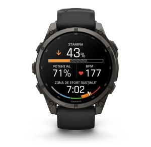 Garmin Fenix 9 - 47mm Titan DLC Carbon grey cu curea neagra din silicon - Img 3