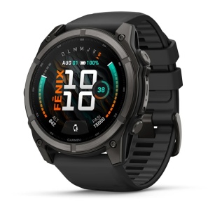 Garmin Fenix 9 - 51mm Titan DLC Carbon grey cu curea neagra din silicon