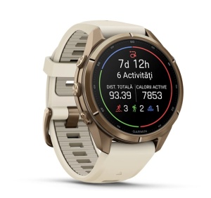 Garmin Fenix 9 Pro - inReach, 43mm Titan Autumn Gold cu curea din silicon Cream/French Gray - Img 2