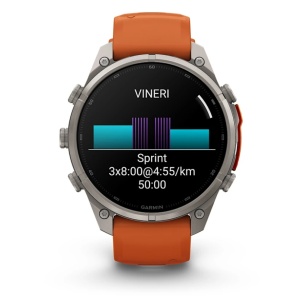 Garmin Fenix 9 Pro - inReach, 47mm Titan cu curea din silicon Autumn Orange/Spark Orange - Img 8