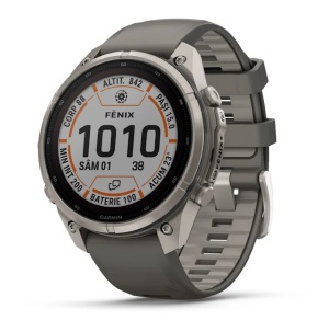 Garmin Fenix 9 Pro - inReach, Solar, 47mm Titan Pebble Gray cu curea din silicon Silver Gray