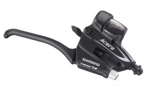 MANETA SCHIMBATOR/FRANA SHIMANO ACERA ST-M360-L-2A 8X3 VIT. CABLU SUS 2050/1800MM PT. V-BRAKE CAMASA NEAGRA SP40 CAMASA FRANA NEGRU CU O.G.D. NEGRU AMBALAT IND. - Img 4