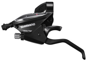 MANETA SCHIMBATOR/FRANA SHIMANO ST-EF510-L-2A STANGA 3 VIT. CABLU 1800MM 2 DEGETE PT. V-BRAKE NEGRU AMBALAT IND.