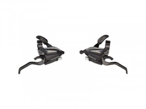 MANETE SCHIMBATOR/FRANA SHIMANO ST-EF500-2A 7X3 VIT. 2 DEGETE PT. V-BRAKE CAMASI SCHIMBATOR (SP41)/FRANA LUNGIME STANDARD (NEGRU) NEGRU AMBALAT IND.
