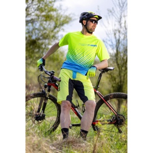 Pantaloni scurti Force MTB-11, bazon detasabil, Galben Fluo/Bleu/Negru, XS - Img 8