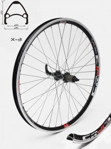Roata spate CROSSER X3 36H 26" Caseta, QR - Frana V-brake cu butuc JoyTech JYF362