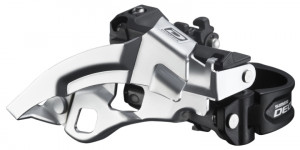 SCHIMBATOR FATA SHIMANO DEORE FD-M610 TRIPLU TOP SWING TRAGERE DUBLA PT. 10 VIT. PE SPATE COLIER 34.9MM (INCL. ADAPTOR 28.6MM & 31.8MM) UNGHI CS 66-69 PT. 40/42T NEGRU AMBALAT IND.