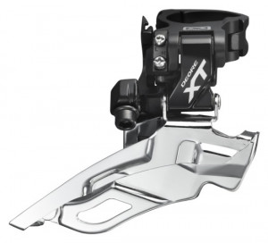 SCHIMBATOR FATA SHIMANO DEORE XT FD-M781-A-L TRIPLU PT. 10 VIT. PE SPATE DOWN SWING TRAGERE DUBLA COLIER 34.9MM (CU ADAPTOR 31.8MM & 28.6MM) PT. 40/42T UNGHI CS 66-69 NEGRU AMBALAT IND.