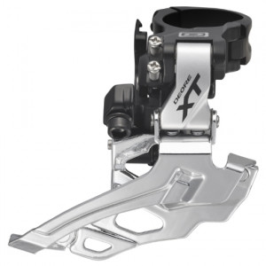 SCHIMBATOR FATA SHIMANO DEORE XT FD-M786-S DUBLU PT. 10 VIT. PE SPATE DOWN SWING TRAGERE DUBLA COLIER 34.9MM (CU ADAPTOR 31.8MM & 28.6MM) PT. 44-38T UNGHI CS 66-69 ARGINTIU AMBALAT IND.