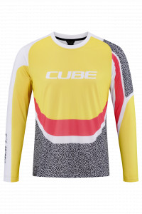 TRICOU CICLISM CUBE VERTEX ROUND NECK JERSEY L/S YELLOW PINK XL