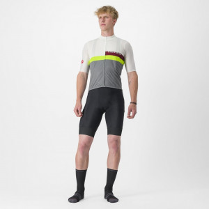 Tricou cu maneca scurta Castelli A Blocco, Alb/Gri/Galben Fluo/Visiniu, M - Img 5