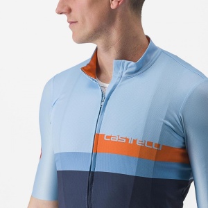 Tricou cu maneca scurta Castelli A Blocco, Bleu/Bleumarin/Portocaliu, XXL - Img 5