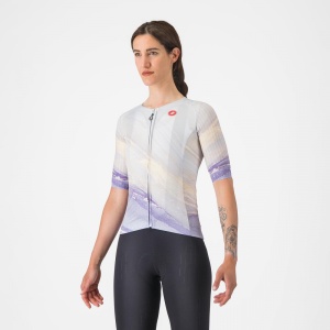 Tricou cu maneca scurta Castelli Aero PRO 8S W, pentru femei, violet multicolor, S