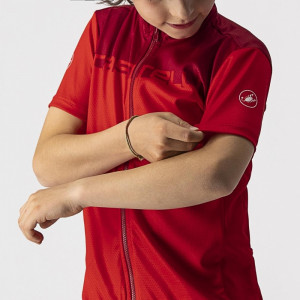 Tricou cu maneca scurta Castelli Neo Prologo, pentru copii, Rosu/Visiniu, 4A - Img 3