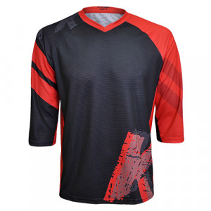 Tricou FUNKIER Dolomiti-K Enduro Kids 3/4 sleeve - Black/Red 14 ani