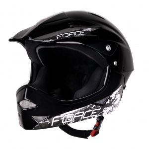 Casca Force Downhill Junior negru lucios S-M (54-58 cm)