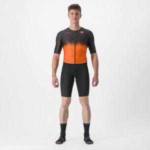 Costum de triatlon cu maneca scurta Castelli Sanremo Ultra, Negru/Portocaliu, L