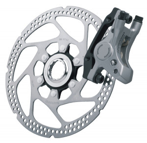 DISC BRAKE CALIPER SHIMANO DEORE LX BR-M585 FRONT HYDRAULIC FOR POST MOUNT INCL. ADAPTER FOR STANDARD (RING) METAL PAD INCL. ROTOR SM-RT62 FIXING BOLT 24.5MM AMBALAT IND.