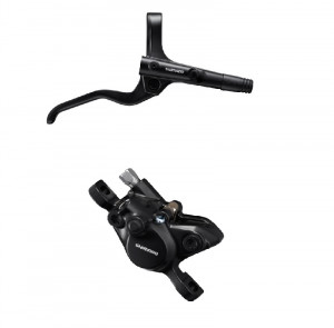 FRANA PE DISC SET ASAMBLAT SHIMANO BL-MT201(R) BR-MT200(F) LEVIER ALUMINIU FARA ADAPTOR PLACUTE RESIN FURTUN SM-BH59-SS 1000MM NEGRU INCL. OLIVA & INSERTIE CONECTARE NEGRU AMBALAT IND.