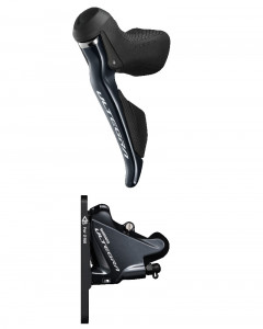 FRANA PE DISC SET ASAMBLAT SHIMANO ULTEGRA ST-R8070(L) BR-R8070(F) HIDRAULICA PT. ROTOR 140MM PLACUTE RESIN (CU ARIPIOARE DE RACIRE) INCL. INSERTIE CONECTARE FURTUN SM-BH90 1000MM NEGRU AMBALAT IND.