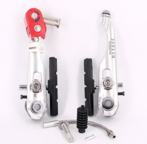 FRANA V-BRAKE CANTILEVER TYPE SHIMANO NEXAVE BR-T400 FATA SURUBURI 27MM SABOTI M70T2 INCL. POWER MODULATOR (RED) INCL. GHIDAJ CABLU 45/90/135 DEG VRAC