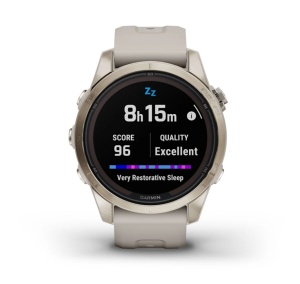 GARMIN Fenix 7S PRO 42mm - Sapphire Solar, Soft Gold, curea Light Sand - Img 6