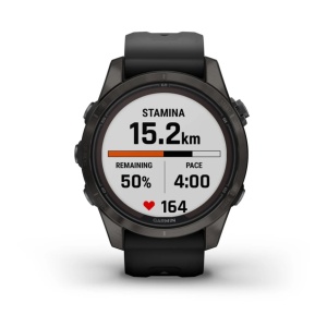 GARMIN Fenix 7S PRO 42mm - Sapphire Solar, Titan DLC Carbon Grey, curea neagră - Img 9