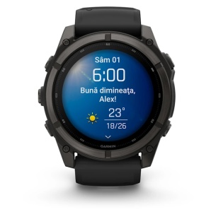 Garmin Fenix 9 - 51mm Titan DLC Carbon grey cu curea neagra din silicon - Img 10
