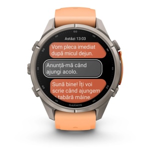 Garmin Fenix 9 Pro - inReach, 43mm Titan cu curea din silicon Shell Pink/Autumn Orange - Img 8
