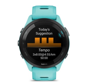 Garmin Forerunner 265 Ramă neagră cu carcasă Aqua şi curea din silicon Aqua/neagră - Img 3