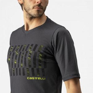 Jersey cu maneca scurta Castelli Trail Tech Tee, Antracit/Galben Fluo, XL - Img 4