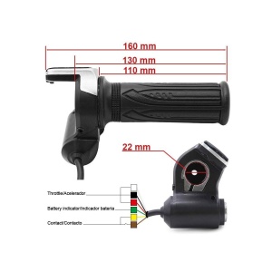 Maneta acceleratie pentru trotinete cu indicator 48V, cheie si conector SM - Img 2