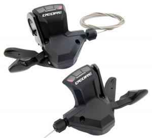 MANETA DE SCHIMBATOR SHIMANO DEORE SL-M590 9X3 VIT. CABLURI 1800MM/2050MM CAMASA NEAGRA SP41 ETANSA 600MM X 2 300MM X 1 CU OGD AMBALAT IND.
