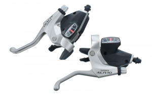 MANETA SCHIMBATOR/FRANA SHIMANO ALIVIO ST-M410-NS 8X3 VIT. CABLURI SUS CAMASA NEAGRA PT. SCHIMBATOR/FRANA LUNG. STANDARD OGD NEUTRAL SILVER AMBALAT IND.