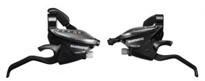 MANETA SCHIMBATOR/FRANA SHIMANO ST-EF510-2A 3X9 VIT. 2 DEGETE PT. FRANA V-BRAKE CABLURI SCHIMBATOR/FRANA STANDARD NEGRU NEGRU AMBALAT IND.