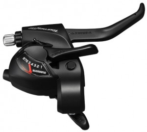 MANETA SCHIMBATOR/FRANA SHIMANO TOURNEY ST-TX800-R DREAPTA 8 VIT. CABLU 2050MM 2 DEGETE PT. V-BRAKE NEGRU AMBALAT IND.