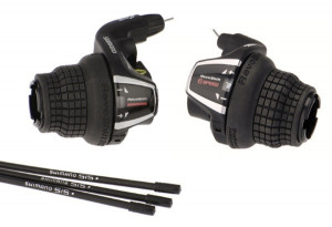 MANETE DE SCHIMBATOR SHIMANO TOURNEY SL-RS35 6X3 VIT. STANGA NEINDEXATA REVO CABLU 1800/2050MM CAMASA NEAGRA 600/600/300MM AMBALAT IND.