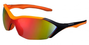 OCHELARI SHIMANO S71R-PL NEON ORANGE/BLACK LENTILE POLARIZED GREY RED REVO LENTILE ADD. HYDROPHOBIC YELLOW (16)