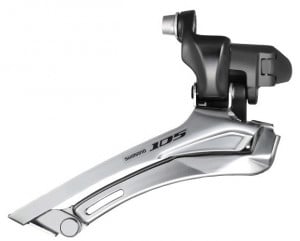 SCHIMBATOR FATA SHIMANO 105 FD-5700-L DUBLU PT. 10 VIT. PE SPATE COLIER 34.9MM NEGRU AMBALAT IND.