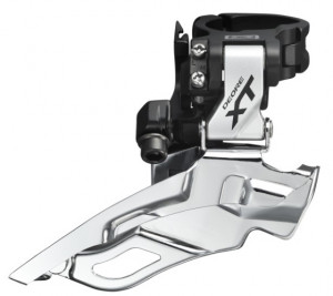 SCHIMBATOR FATA SHIMANO DEORE XT FD-M781-A-S TRIPLU DOWN SWING TRAGERE DUBLA PT. 10 VIT. PE SPATE COLIER 34.9MM (CU ADAPTOR 31.8MM & 28.6MM) UNGHI CS 66-69 PT. PINION MARE 40-42T ARGINTIU AMBALAT IND.