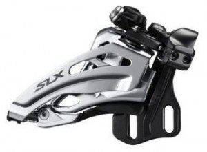 SCHIMBATOR FATA SHIMANO SLX FD-M677-E DUBLU PT. 10 VIT. PE SPATE E-TYPE (FARA BB PLATE) SIDE SWING TRAGERE PRIN FATA UNGHI CS 66-69 AMBALAT IND.