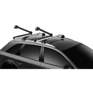 Suport 5 perechi schiuri Thule SnowPack Extender 7325 Argintiu cu prindere pe bare transversale aluminiu cu profil T - Img 3