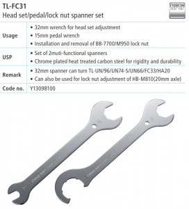 TL-FC31 2 CHEI SET SHIMANO PT. BB HEAD PARTS & PEDALE